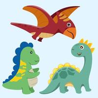 Dinosaurs collection Cute character Isolated on a white background funny dinosaurs collection set for greeting card design, congratulation and invitation postcard creation. vector
