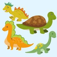 Dinosaurs collection Cute character Isolated on a white background funny dinosaurs collection set for greeting card design, congratulation and invitation postcard creation. vector
