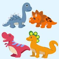 Dinosaurs collection Cute character Isolated on a white background funny dinosaurs collection set for greeting card design, congratulation and invitation postcard creation. vector