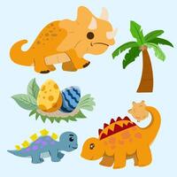 Dinosaurs collection Cute character Isolated on a white background funny dinosaurs collection set for greeting card design, congratulation and invitation postcard creation. vector