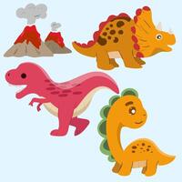 Dinosaurs collection Cute character Isolated on a white background funny dinosaurs collection set for greeting card design, congratulation and invitation postcard creation. vector