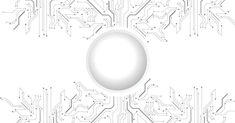 Grey circuit line technology pattern on white background.