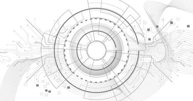 Grey technology on a white background with various technology elements. vector