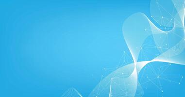 Lines connected to dots on blue background. vector
