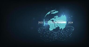 Concept of loading progress from 2023 to 2024 vector