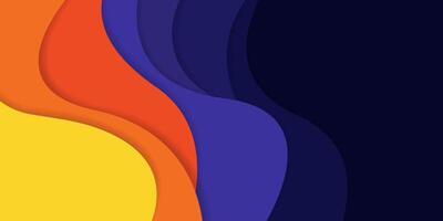 Abstract modern colorful purple and orange wavy papercut style background vector