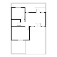 Black and White floor plan of a modern unfurnished house for your design. Suburban house blueprint. Architectural background vector