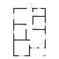 Black and White floor plan of a modern unfurnished house for your design. Suburban house blueprint. Architectural background vector