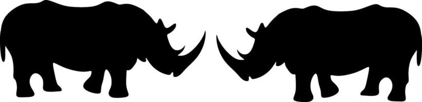 two rhino silhouette view side for retro logos, emblems, badges, labels template vintage design elemen vector