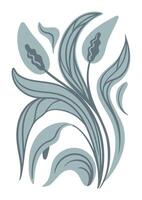 Spathiphyllum. Modern flowers, decorative pattern of pastel colors in geometric shapes. Abstract groovy botanical poster. Aesthetic vintage illustration. vector