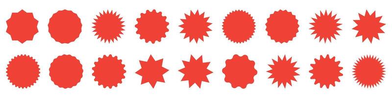 Set of red starburst, sunburst badges. Design elements - best for sale sticker, price tag, quality mark. vector