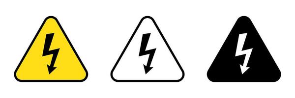 High voltage sign and icon. Warning electricity symbol. Alert, hazard and danger, caution electrical icon. Triangle with lightning sign. vector