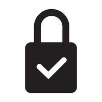 Lock icon, lock with tick, lock check mark, security icon. vector