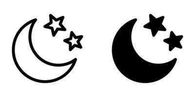 Crescent moon with stars icon on white background. Night icon. Crescent moon icon. Minimalist style. vector