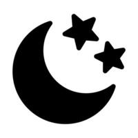 Crescent moon with stars icon on white background. Night icon. Crescent moon icon. Minimalist style. vector