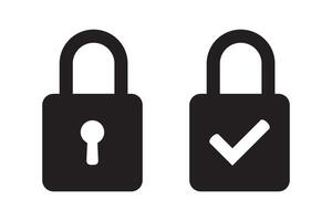 Lock icon, lock with tick, lock check mark, security icon. vector