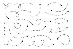 Curved dotted arrow. Zigzag arrow stripes design with dotted lines. vector