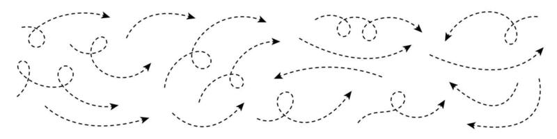Curved dotted arrow. Zigzag arrow stripes design with dotted lines. vector