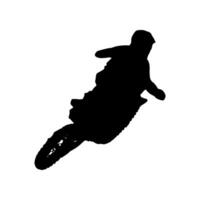 Dynamic motocross silhouette ideal for sports-themed designs. Perfect for posters, apparel, and action-packed graphics. Capture the thrill and energy of motocross racing with this versatile image. vector