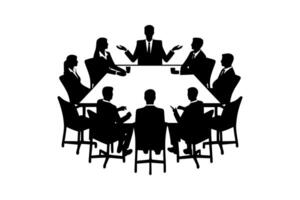 Silhouette of office workers in a meeting, ideal for business presentations, corporate materials, and workplace-themed designs. Capture collaboration and professionalism with this versatile image. vector
