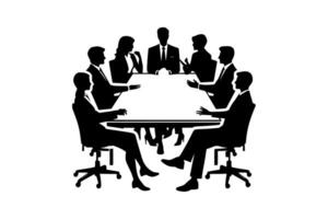 Silhouette of office workers in a meeting, ideal for business presentations, corporate materials, and workplace-themed designs. Capture collaboration and professionalism with this versatile image. vector