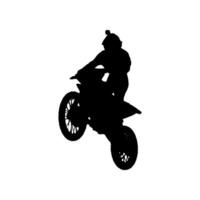 Dynamic motocross silhouette ideal for sports-themed designs. Perfect for posters, apparel, and action-packed graphics. Capture the thrill and energy of motocross racing with this versatile image. vector