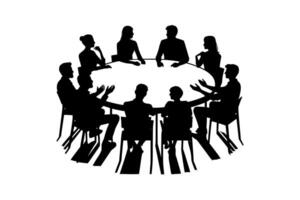 Silhouette of office workers in a meeting, ideal for business presentations, corporate materials, and workplace-themed designs. Capture collaboration and professionalism with this versatile image. vector
