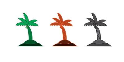 Palm Island Line Icon with three design vector