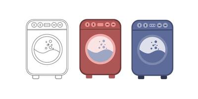 Washing Machine Flat Design on with three design vector