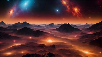 Witness the splendor of a vast universe with planets and stars set in an enchanting fantasy environment, capturing the allure of space and the beauty of celestial phenomena. video