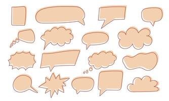 Set hand drawn colorful doodle frames. Collection various empty textboxes. vector
