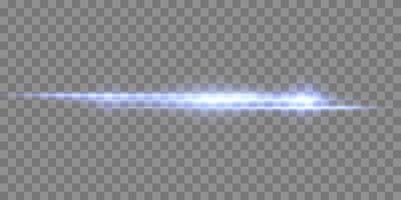 Blue horizontal lens flare. Sun flash with rays or spotlight and bokeh. Glow flare light effect. vector