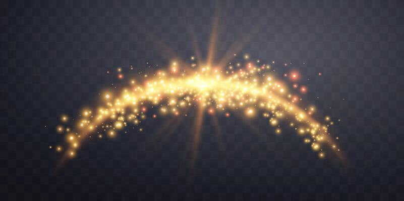 Orange magic arch with glowing particles, sunlight lens flare. Neon realistic energy flare arch.