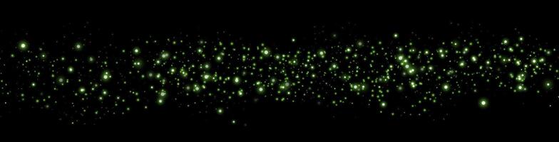 Green glittering dots, particles, stars magic sparks. Dust cloud flare light effect. Green luminous points with smoke. vector
