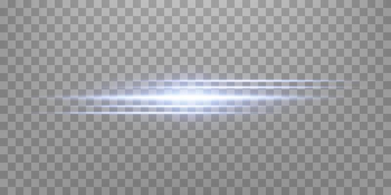 Blue horizontal lens flare. Sun flash with rays or spotlight and bokeh. Glow flare light effect.