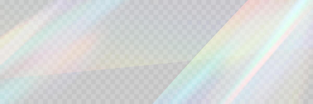 Blurred rainbow refraction overlay effect. Light lens prism effect. Holographic reflection, crystal flare leak shadow overlay.