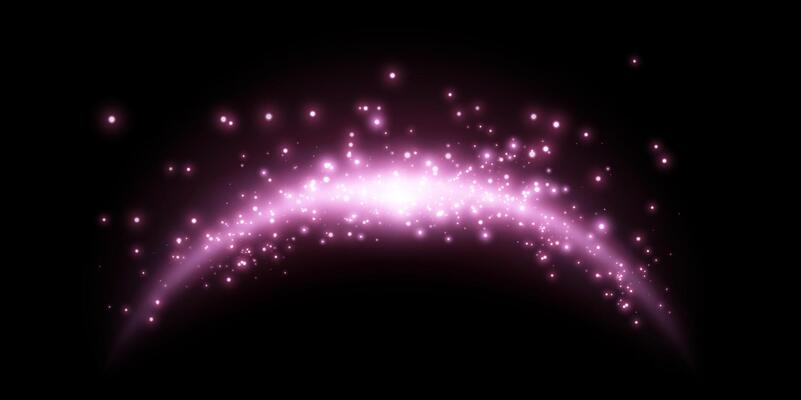 Pink magic arch with glowing particles, sunlight lens flare. Neon realistic energy flare arch.