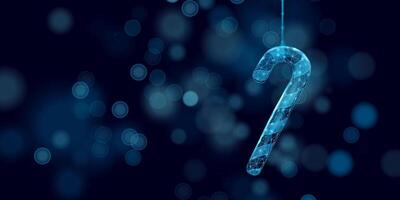 Wireframe snowflake on bokeh background, low poly style. Merry Christmas and New Year banner. vector