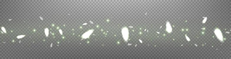 Green glittering dots, particles, stars magic sparks. Dust cloud flare light effect. Green luminous points with smoke. vector