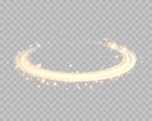 Orange magic ring with glowing. Neon realistic energy flare halo ring.