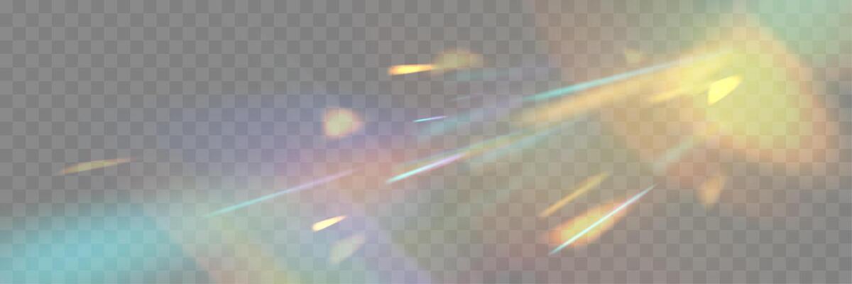 Blurred rainbow refraction overlay effect. Light lens prism effect. Holographic reflection, crystal flare leak shadow overlay.