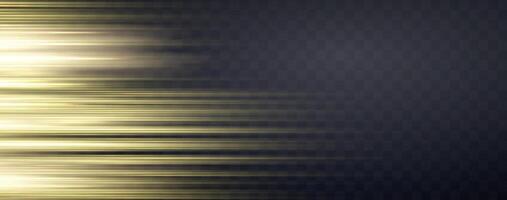 Speed rays, velocity light neon flow, zoom in motion effect, gold glow speed lines, colorful light trails, stripes. vector
