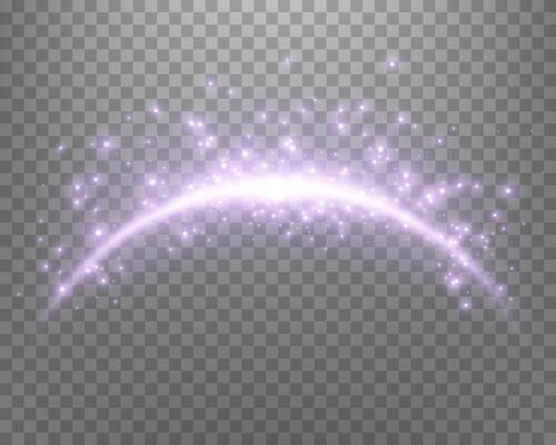 Purple magic arch with sunlight lens flare. Neon realistic energy flare arch. Abstract light effect