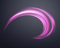 Glowing pink lines. Neon realistic energy speed. Abstract light effect vector