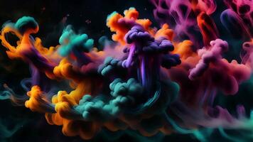 Witness the dynamic movement of colorful smoke in an abstract animation, showcasing vibrant hues and fluid motion to create a visually striking and artistic digital effect. video