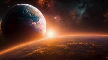 descobrir a beleza do a universo com cópia de segurança viaja para Novo futuro os mundos, apresentando planetas, estrelas, e nebulosas dentro tirar o fôlego fantasia configurações este capturar a essência do espaço exploração. video