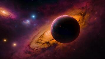 Explore a magnificent universe with planets and stars in a beautiful fantasy environment, depicting the vastness of space and the allure of cosmic scenes with celestial charm. video