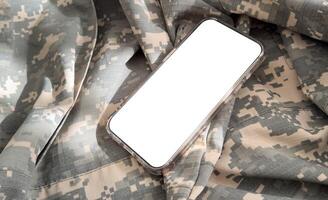 Mockup of a smartphone with a white screen on a dark concrete background. 3D rendering. photo