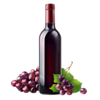 generado ai botella de rojo vino con maduro uvas y vino hojas png