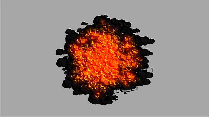 2D explosion. Detonation cartoon. Blast graphic design.